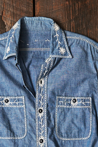 Vintage Embroidered Denim Shirt at Free People Clothing Boutique