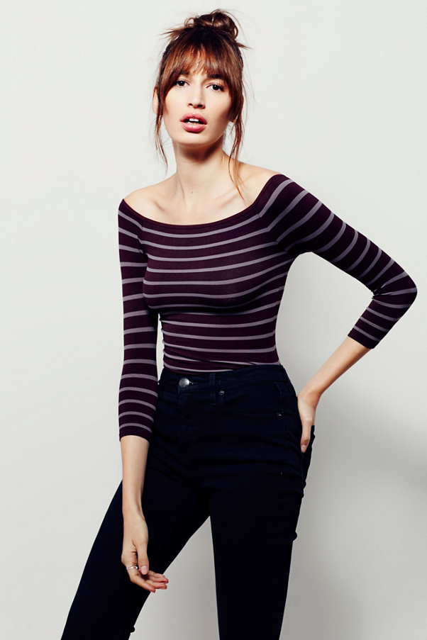 Intimately Off The Shoulder Striped Seamless Top at Free People ...