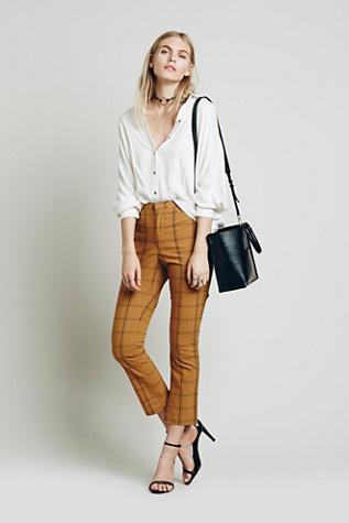 Two-Tone Crisscross Cropped Top and Slit Flare Pants Set main image 0