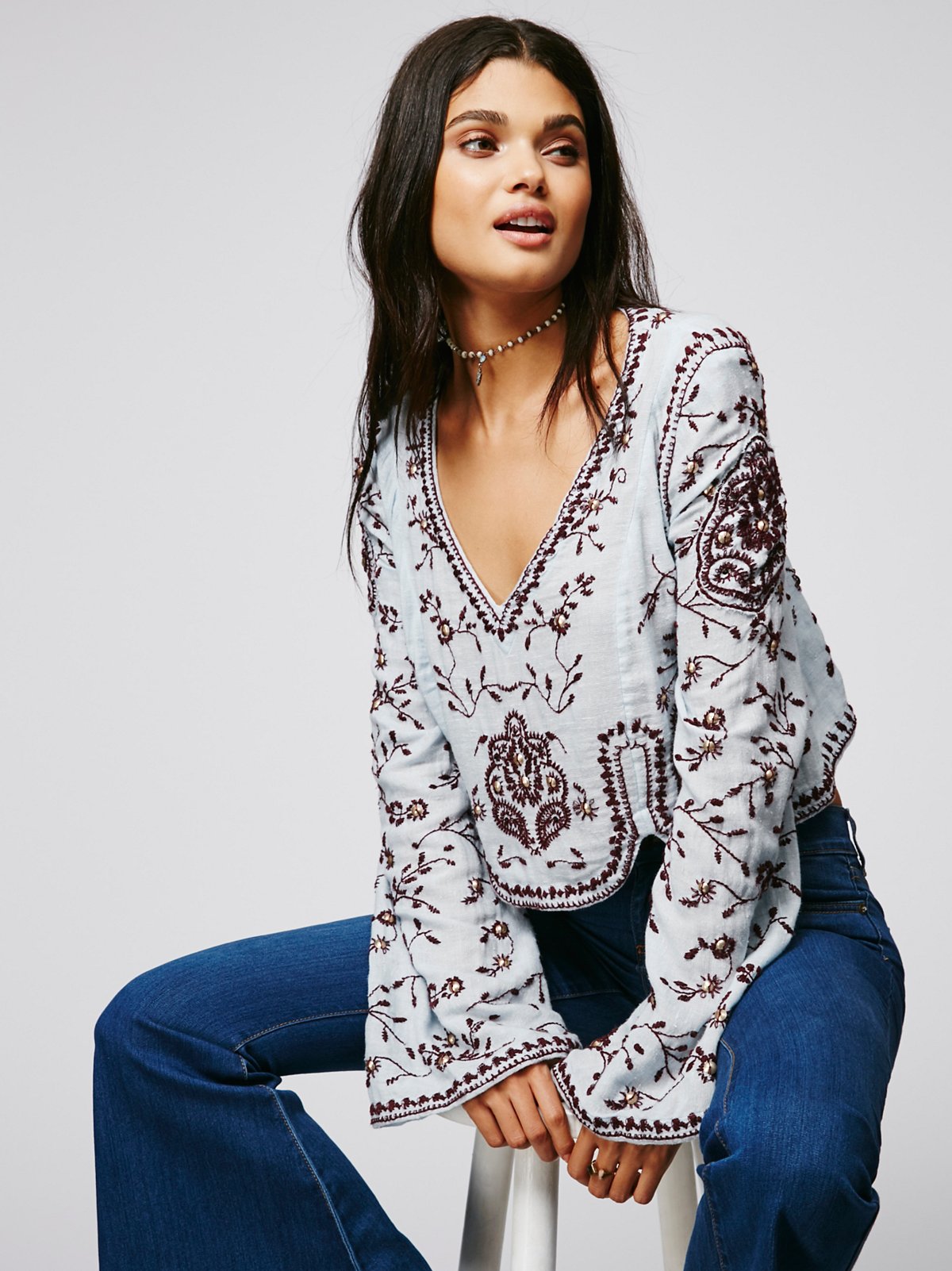 Embroidered Folk Festival Top at Free People Clothing Boutique