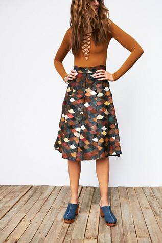 Vintage Suede Patchwork Skirt at Free People Clothing Boutique