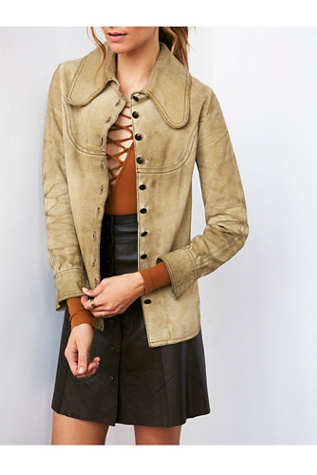 Vintage Suede Button Front Jacket at Free People Clothing Boutique