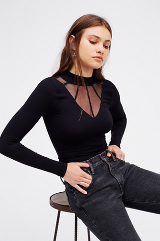 mesh mock neck