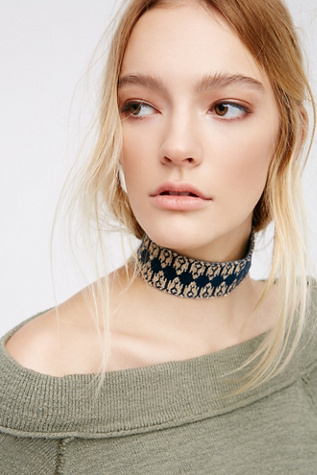 Embroidered Velvet Choker at Free People Clothing Boutique