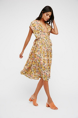 Fitting In Floral Midi Dress at Free People Clothing Boutique