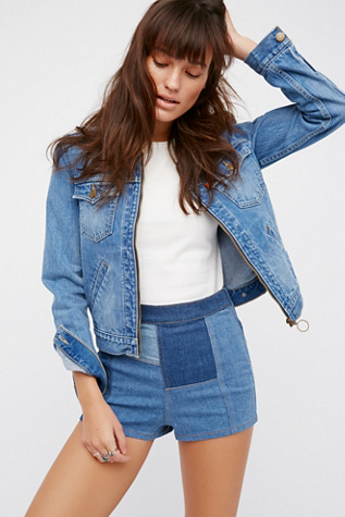 Patched High & Tight Denim Shorts at Free People Clothing Boutique