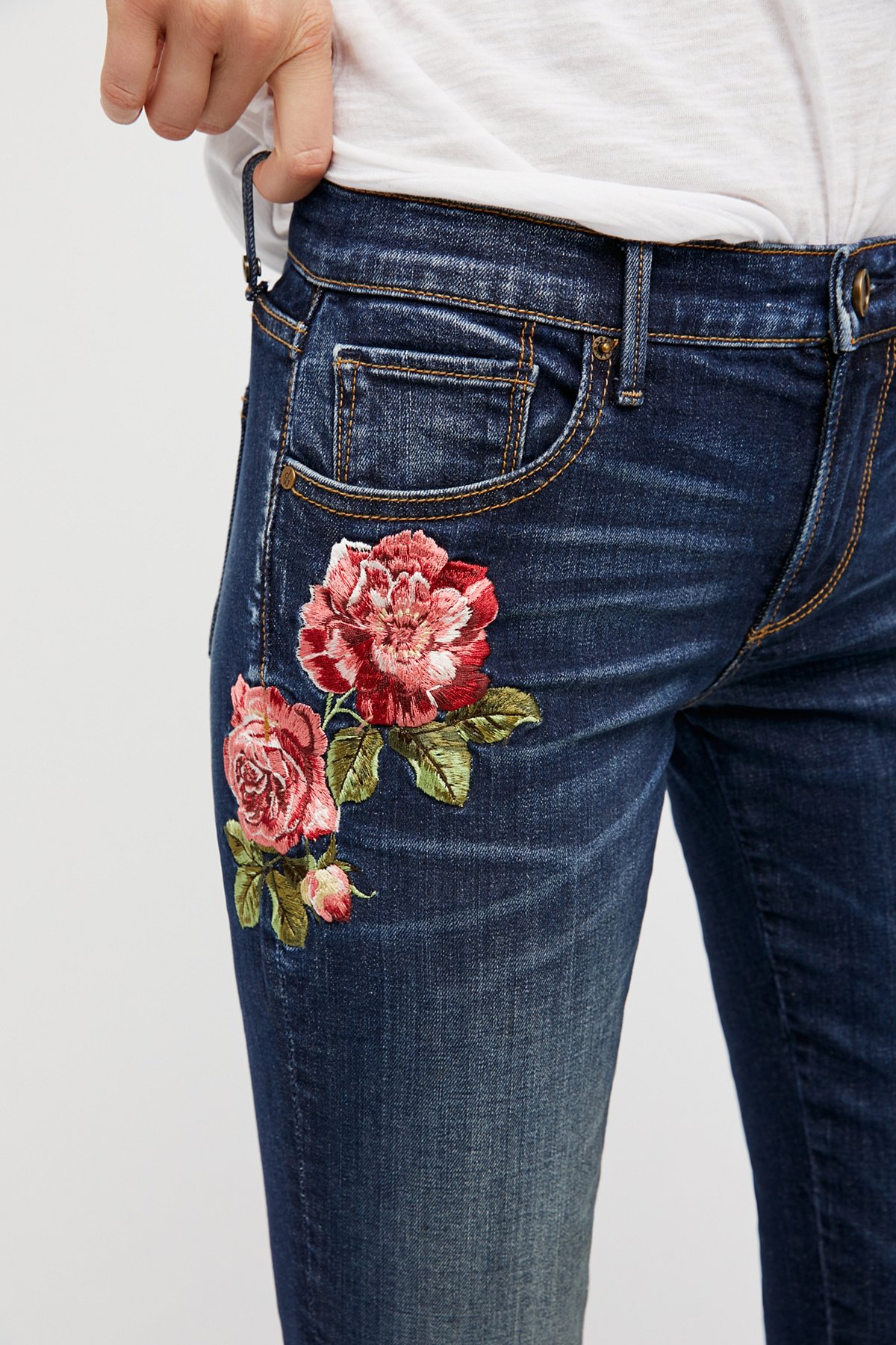 Driftwood Kelly Embroidered Baby Bootcut Jeans at Free People Clothing ...