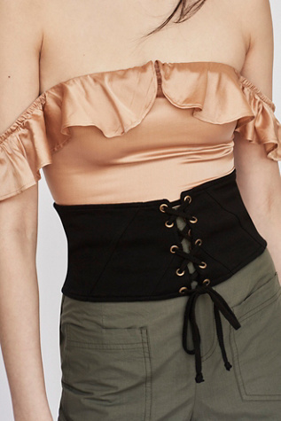 Black Kiersten Lace Up Corset Belt at Free People Clothing Boutique